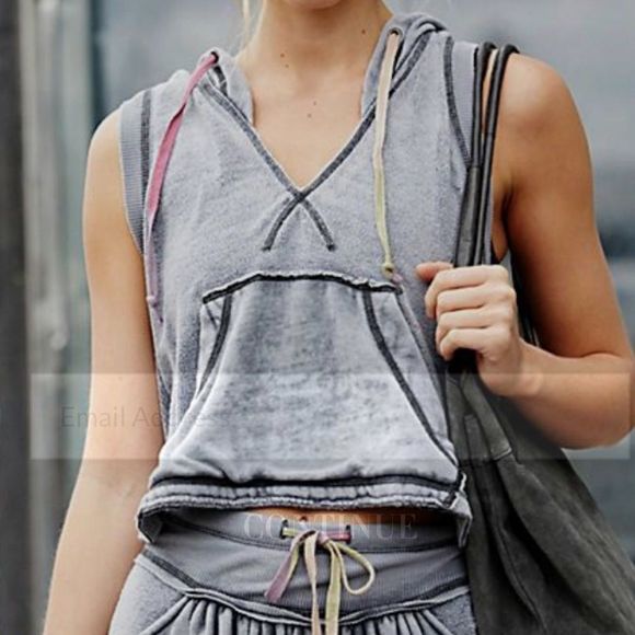 NWT Free People FP Movement Meadowbrook Cropped Muscle Tank Hoodie - Picture 5 of 5